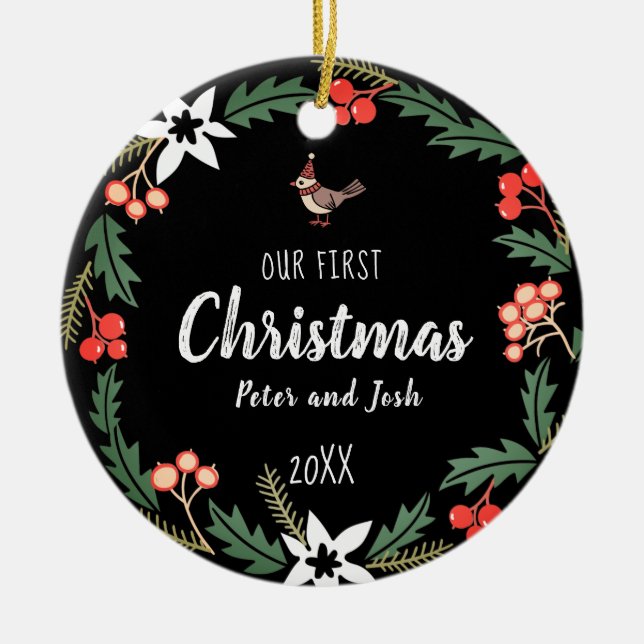 Vår första jul i icke-gender julgransprydnad keramik (Framsidan)