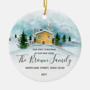 Vår första jul i vår nya hem- prydnadgåva julgransprydnad keramik