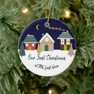 Vår första jul i vår nya hemhusgata julgransprydnad keramik