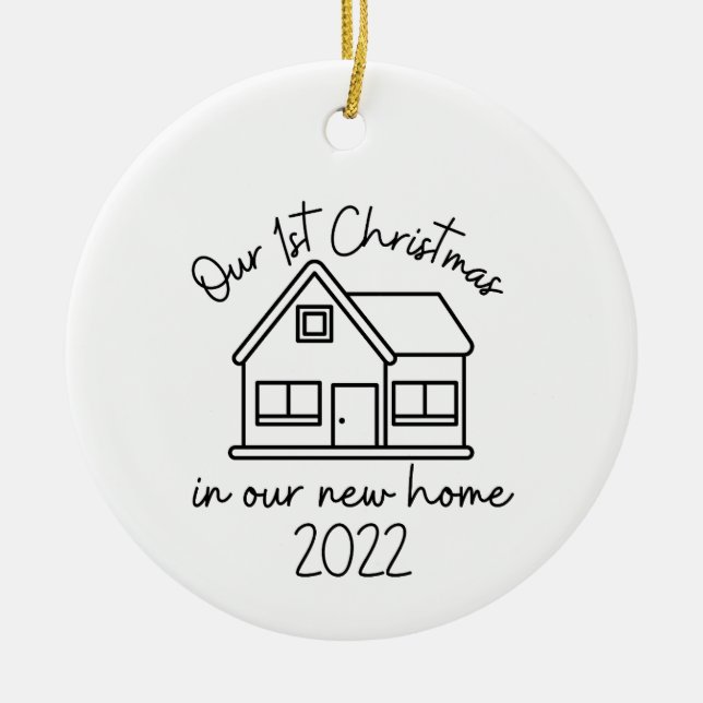 Vår första jul i vår nya hemstad julgransprydnad keramik (Framsidan)