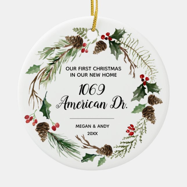 Vår första jul i vår nya jul julgransprydnad keramik (Framsidan)