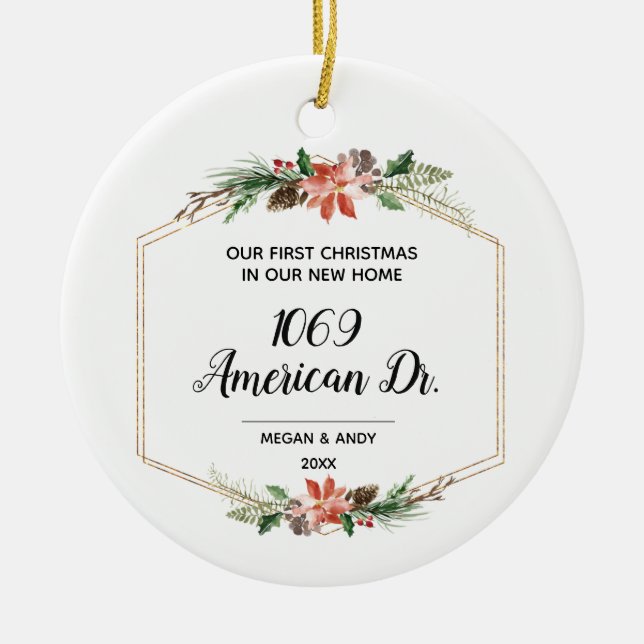 Vår första jul i vår nya jul julgransprydnad keramik (Framsidan)