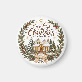Vår första jul i vårt nya hem 2026-ornament magnet