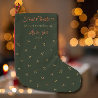 Vår första jul i vårt nya hem Holly-mönster Liten Julstrumpa