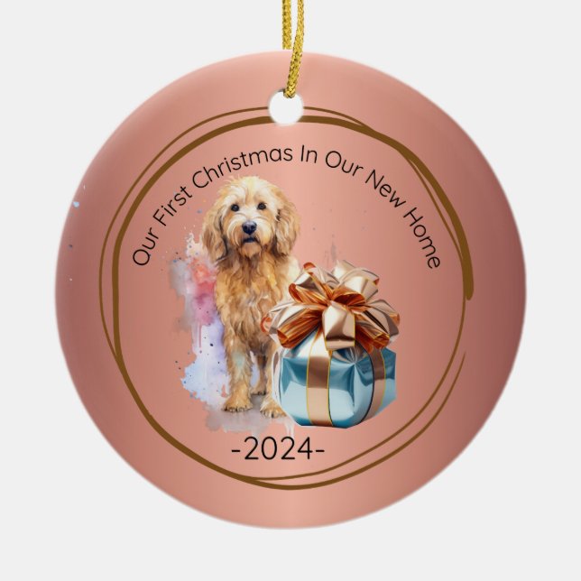 Vår första jul i vårt nya hem julgransprydnad keramik (Framsidan)