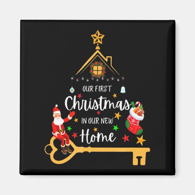 Vår första jul i vårt nya hem Xmas Magnet (Framsidan)