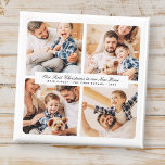 Vår första jul i vårt nya, moderna 4-foto magnet<br><div class="desc">Design består av modern chic-typografi med sans serif- och serif-teckensnitt. Lägg till foton av anpassningsbarna i familjen och nytt hem och år.</div>