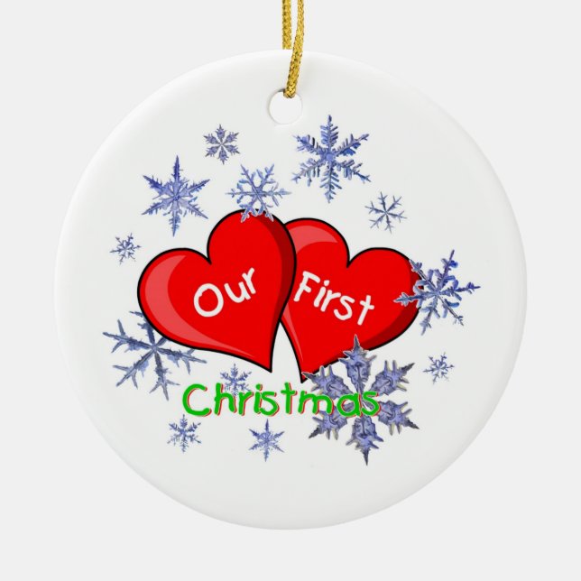 Vår första jul julgransprydnad keramik (Framsidan)