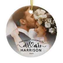 Vår första jul kalligrafi herr och fru foton