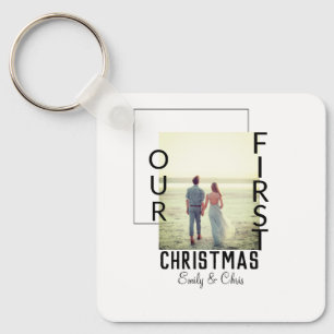 Vår första jul lägger till ett par namn-foto som ä nyckelring