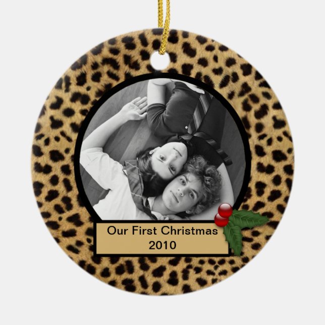 Vår första jul leopardtryck ornament (Framsidan)