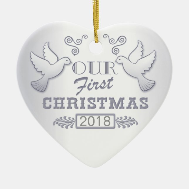 Vår första jul, Lovebird Ceramic Ornamic Julgransprydnad Keramik (Framsidan)