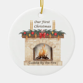 Vår första jul med en Fireplace på en Julgransprydnad Keramik