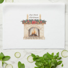 Vår första jul med en Fireplace på en Kökshandduk