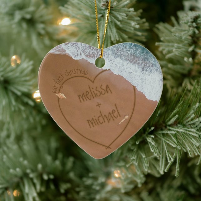 Vår första jul med Namn. Julgransprydnad Keramik (Träd)
