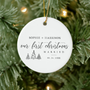 Vår första jul med Namn och datum Julgransprydnad Keramik