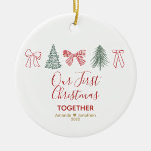 Vår första jul minimalistisk slinga & träd julgransprydnad keramik