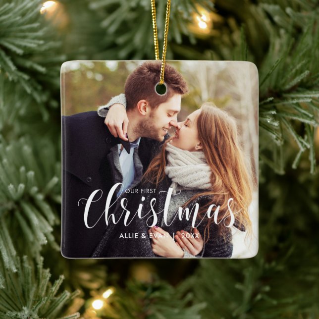 "Vår första jul" Modern Personlig Julgransprydnad Keramik (Träd)