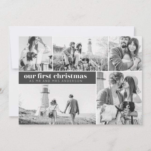 Vår första jul Moderna fotokollage Jul Meddelande (Framsida)