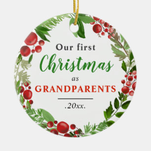 Vår första jul Morföräldrar Baby Foto Julgransprydnad Keramik