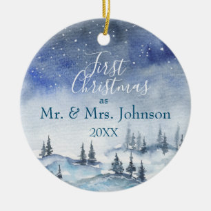 Vår första jul, Mr & Mrs. Gift Julgransprydnad Keramik