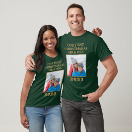 Vår första jul, mr & Mrs Grönt och Guld Photo T Shirt