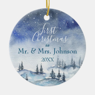 Vår första jul, mr & Mrs. Räkenskapsår Julgransprydnad Keramik