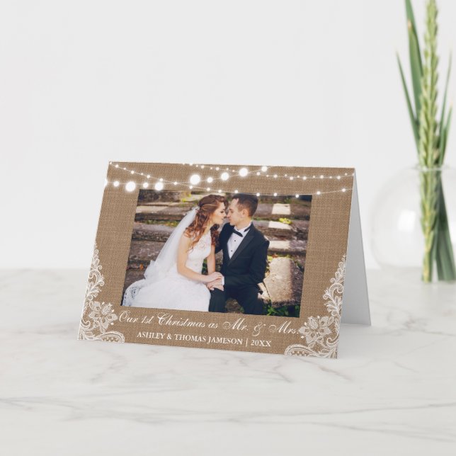 Vår första jul, mr. & Mrs Rustic Fold Card B Helgkort (Framsida)