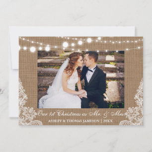 Vår första jul, mr. & Mrs Rustic Photo Card B Julkort