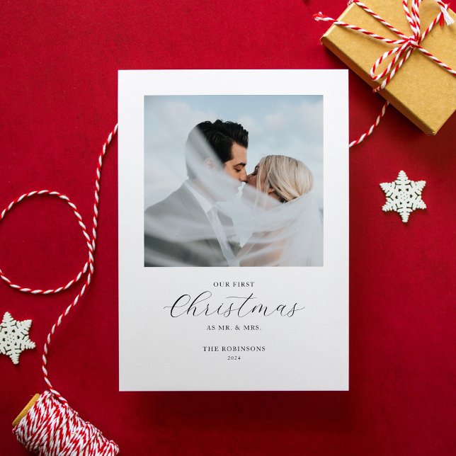 Vår första jul, Mr. & Mrs. Two Photo Julkort (Skapare uppladdad)