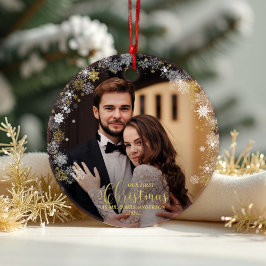 Vår första jul, mr och Gilded Couple Photo