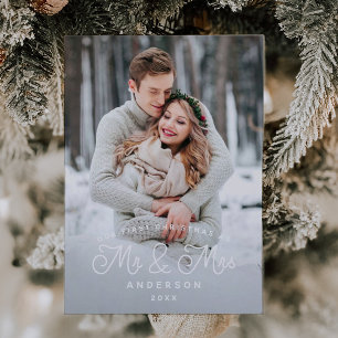 Vår första jul, mr och mrs Bröllop Photo Helg Vykort