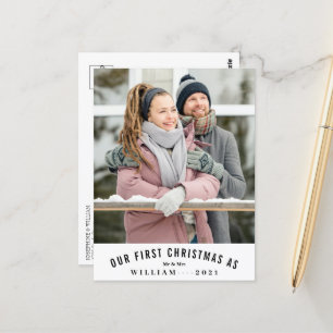Vår första jul, mr och mrs Bröllop Photo Vykort