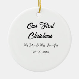 Vår första jul, mr och Mrs. namn. Julgransprydnad Keramik