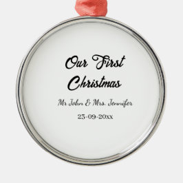 Vår första jul, mr och Mrs. namn. Julgransprydnad Metall