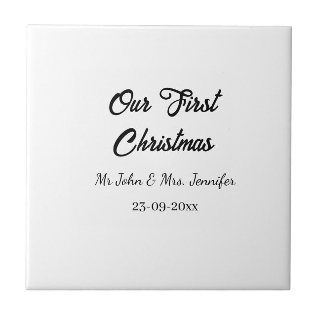 Vår första jul, mr och Mrs. namn. Kakelplatta (Framsidan)