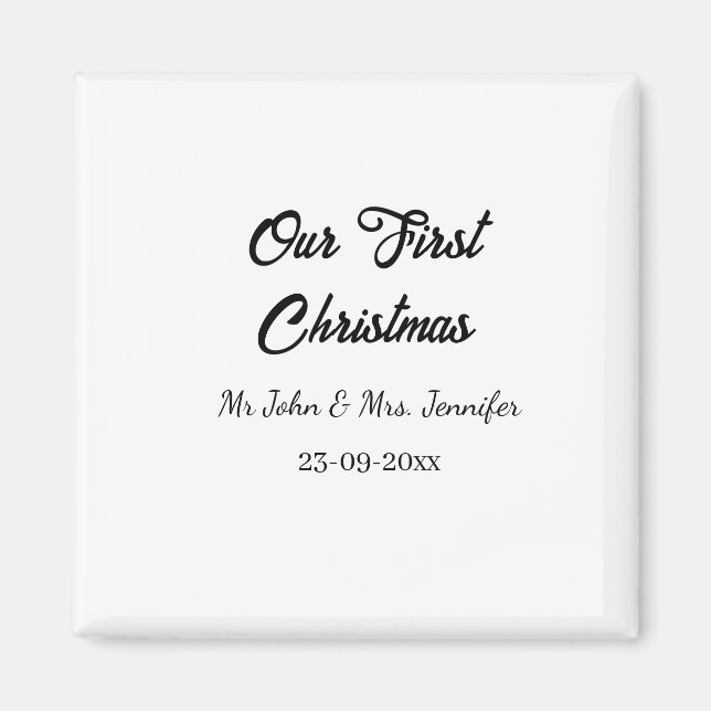 Vår första jul, mr och Mrs. namn. Magnet (Framsidan)