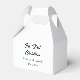 Vår första jul, mr och Mrs. namn. Presentaskar