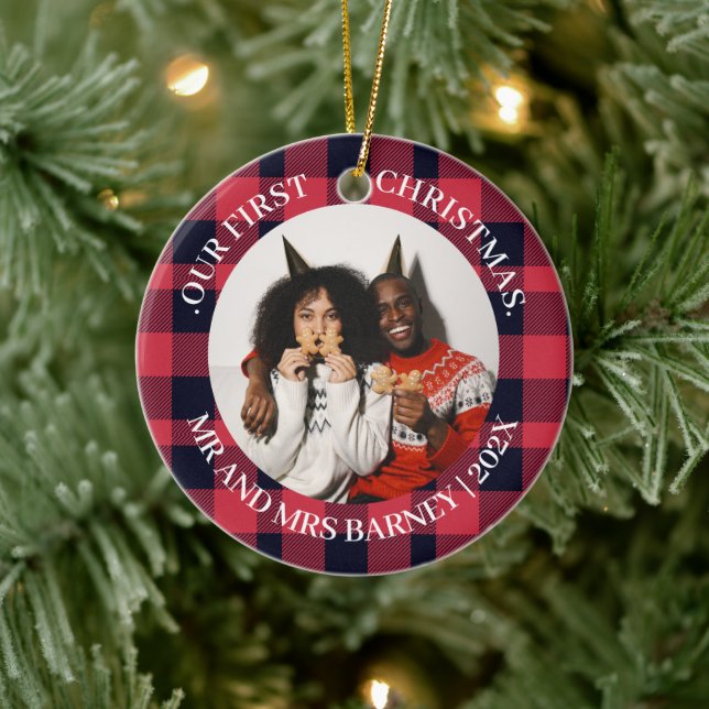 Vår första jul, Mr. och Mrs. Newlyed elegant Julgransprydnad Keramik (Träd)