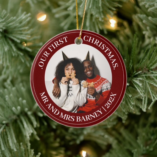 Vår första jul, Mr. och Mrs. Newlyed elegant Julgransprydnad Keramik (Träd)