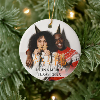 Vår första jul, Mr. och Mrs. Newlyed elegant Julgransprydnad Keramik