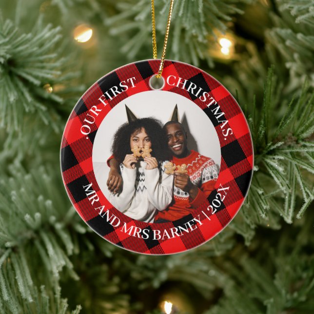 Vår första jul, Mr. och Mrs. Newlyed elegant Julgransprydnad Keramik (Träd)