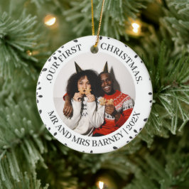 Vår första jul, Mr. och Mrs. Newlyed elegant Julgransprydnad Keramik
