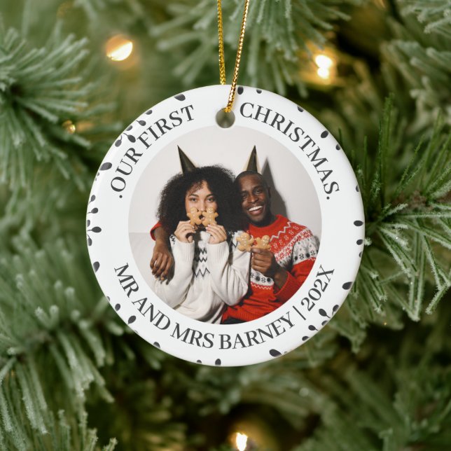 Vår första jul, Mr. och Mrs. Newlyed elegant Julgransprydnad Keramik (Träd)