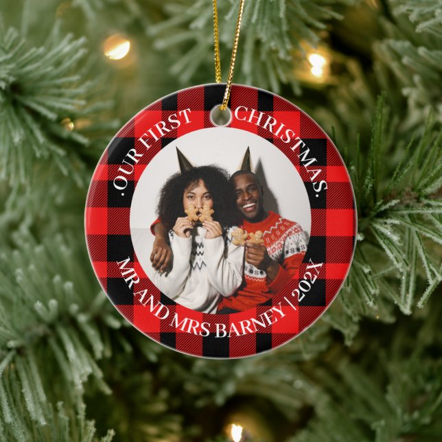 Vår första jul, Mr. och Mrs. Newlyed elegant Julgransprydnad Keramik (Träd)