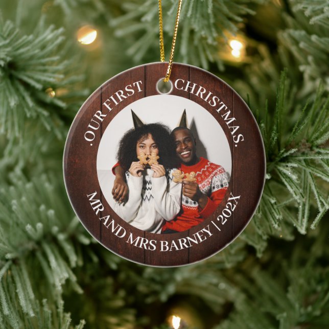 Vår första jul, Mr. och Mrs. Newlyed elegant Julgransprydnad Keramik (Träd)