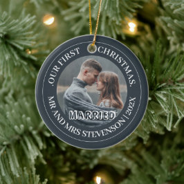 Vår första jul, Mr. och Mrs. Newlyed elegant Julgransprydnad Keramik