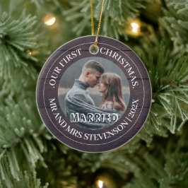 Vår första jul, Mr. och Mrs. Newlyed elegant Julgransprydnad Keramik