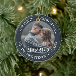Vår första jul, Mr. och Mrs. Newlyed elegant Julgransprydnad Keramik