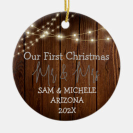 Vår första jul, Mr. och Mrs. Newlyed wood Julgransprydnad Keramik
